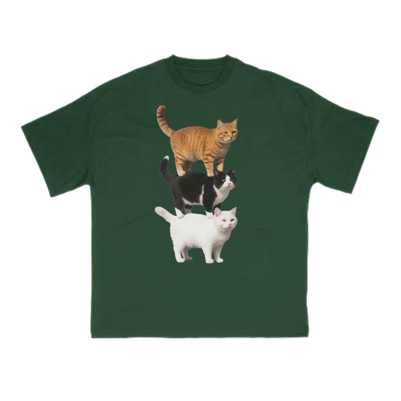 Funny Parody Animation Cat Print T-shirt