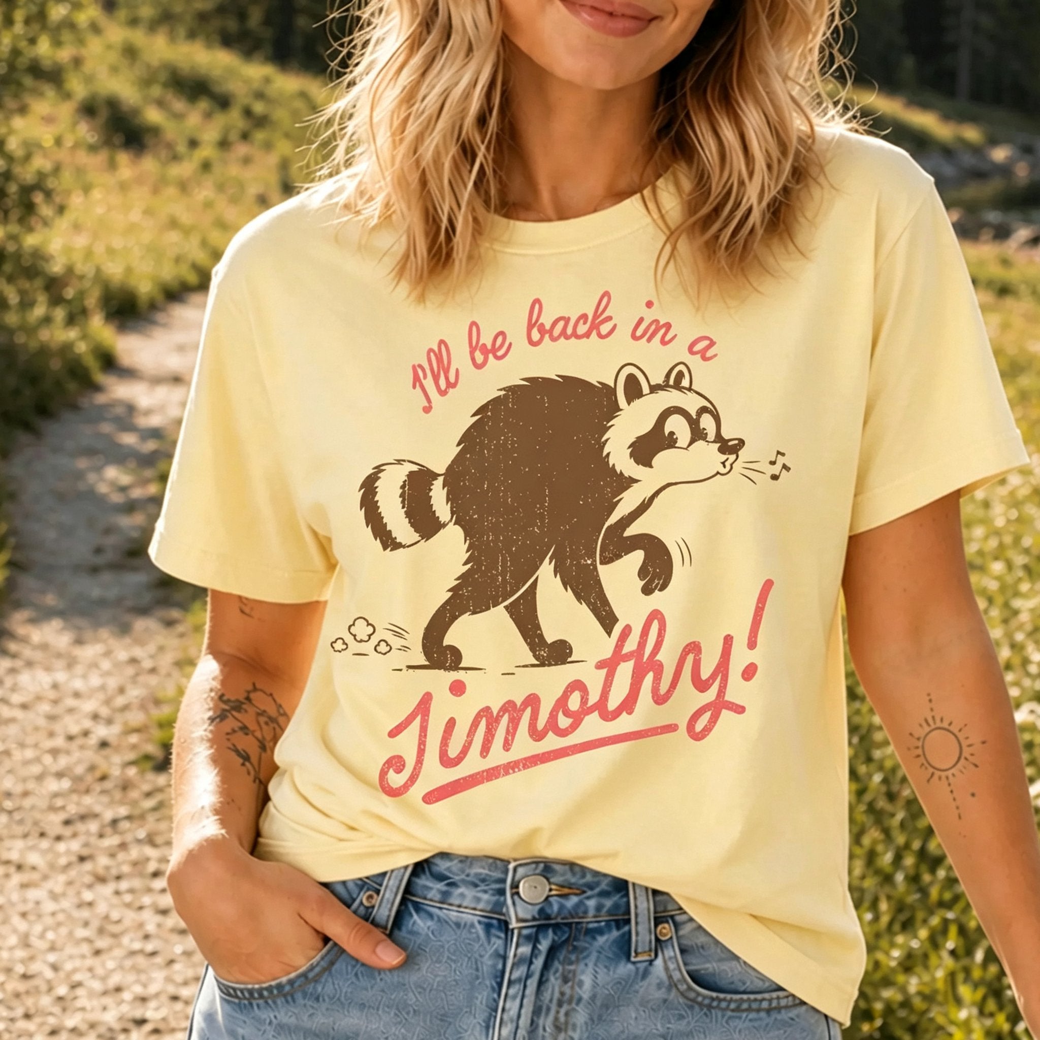 Women's Funny Vintage Jimothy Raccoon Art Printed T-shirt