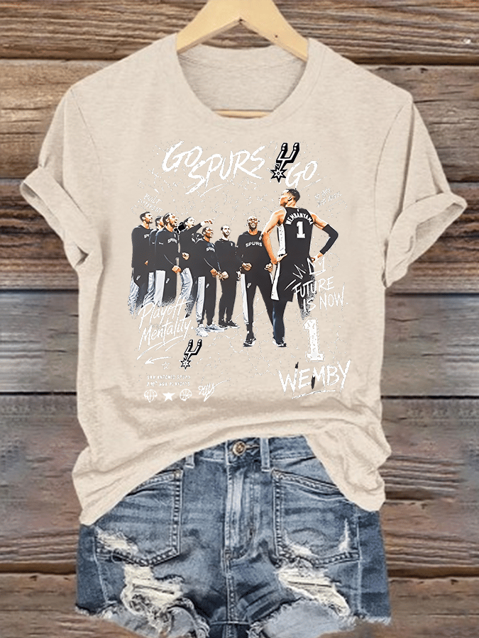 Women's  WEMBY Print Round Neck T-shirt
