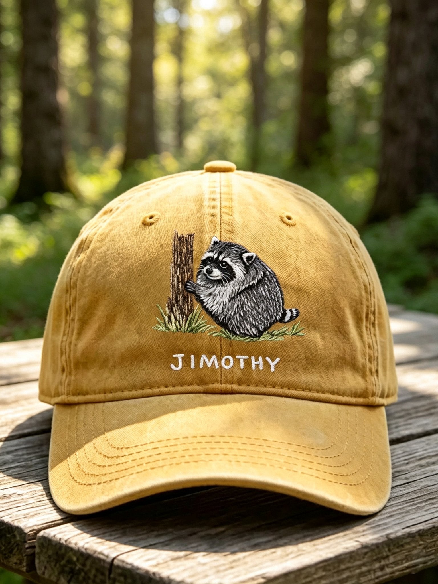 Retro Jimothy Raccoon Print Baseball Cap