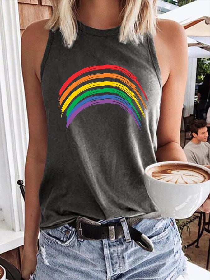Women's LGBTQ+ Pride Print Crew Neck Tank Top