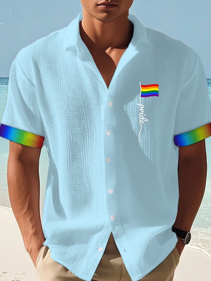 Men's Gay Pride Print Waffle Shirt