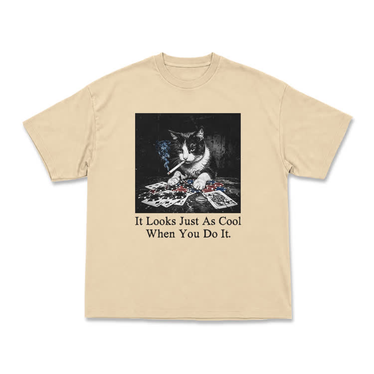 Vintage Smoking Cat Graphic T-Shirt