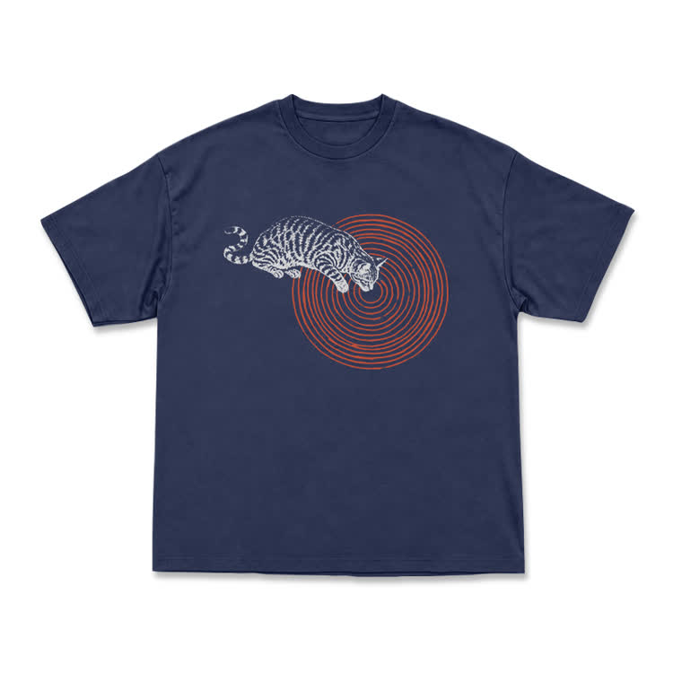 Casual Cat Target Graphic Print T-shirt