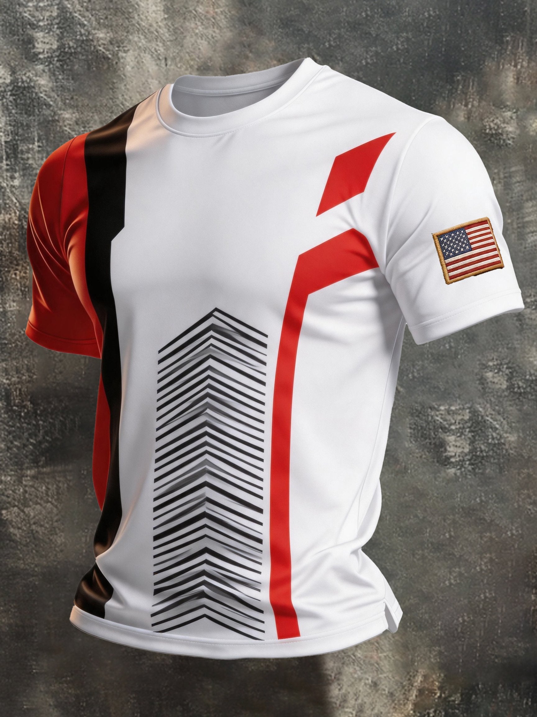 Men's Vintage Patriot Color Block Print Short Sleeve T-Shirt
