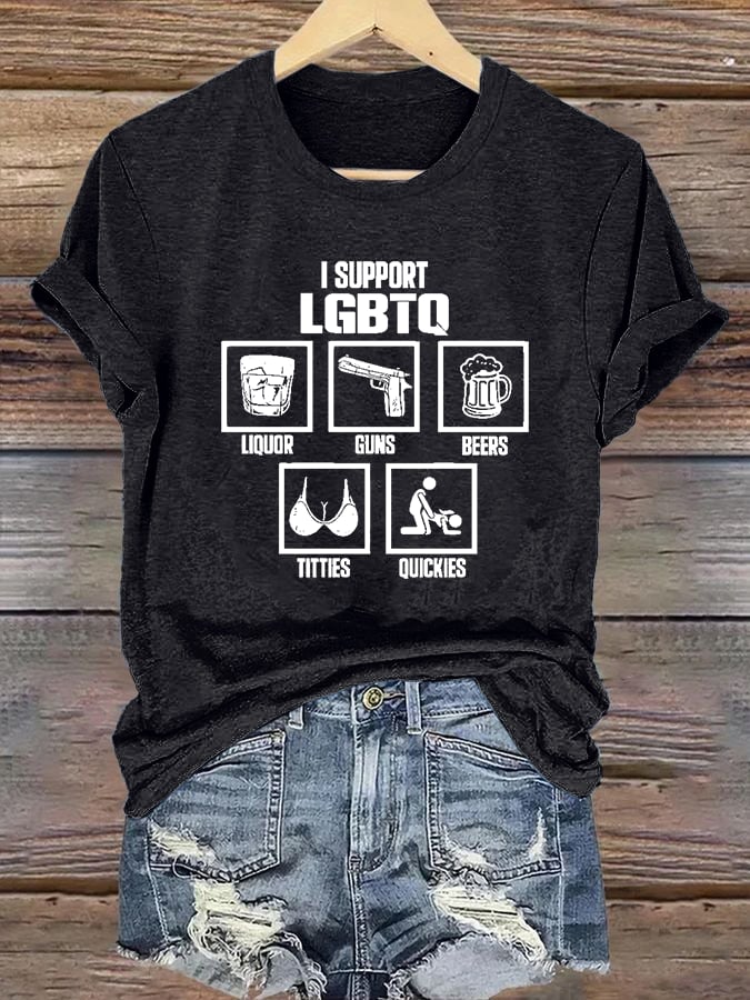 Women's  I SUPPORT LGBTQ Printed T-Shirt