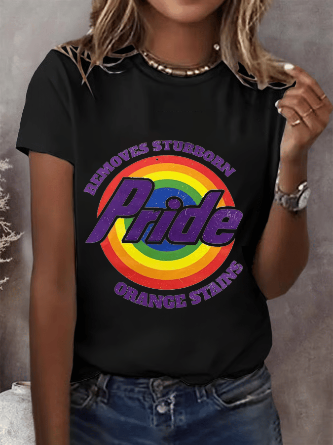 Women's Pride Rainbow Print Casual Crew Neck T-Shirt