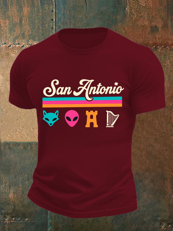 Men's San Print Round Neck T-shirt