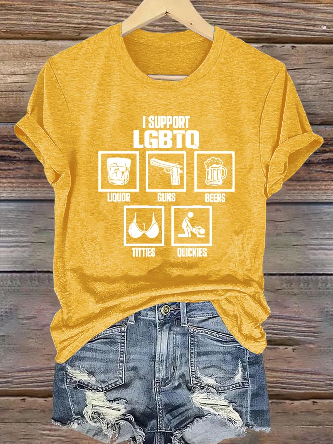 Women's  I SUPPORT LGBTQ Printed T-Shirt