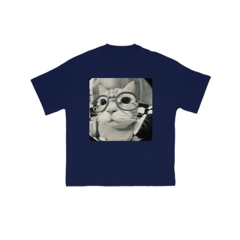 Unisex 100% Cute Cat Staring At You Print T-shirt