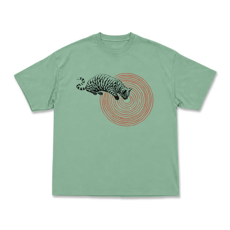 Casual Cat Target Graphic Print T-shirt