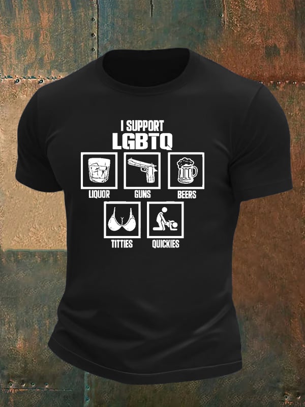 Men's  I SUPPORT LGBTQ Printed T-Shirt