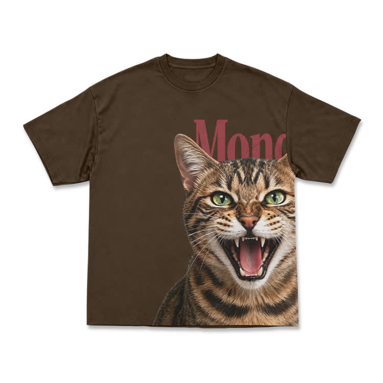 Expressive Tabby Cat Print Graphic T-Shirt