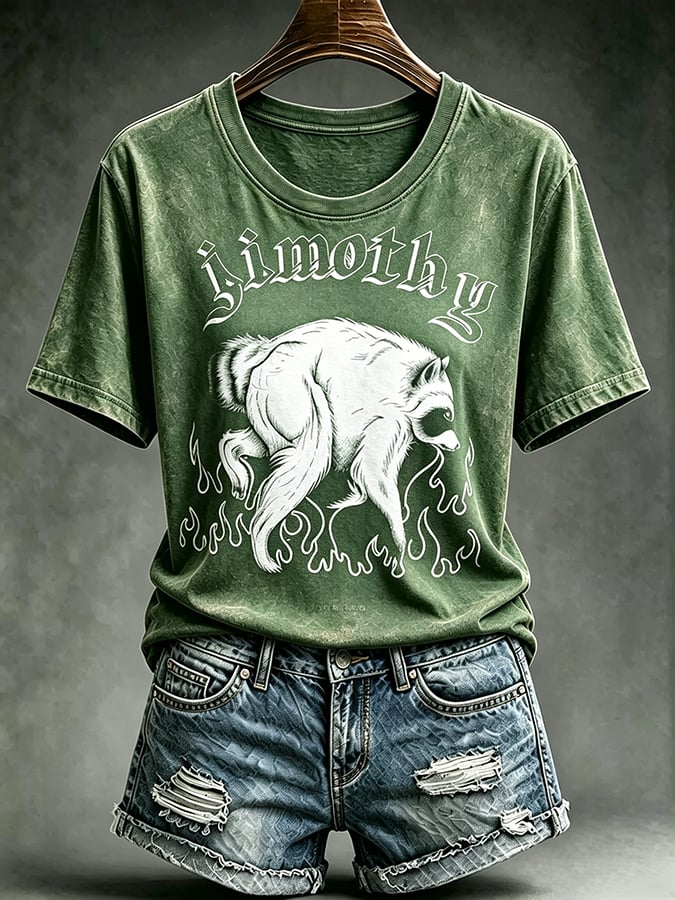 Women's  Retro  Jimothy Raccoon Seattle Print T-shirt