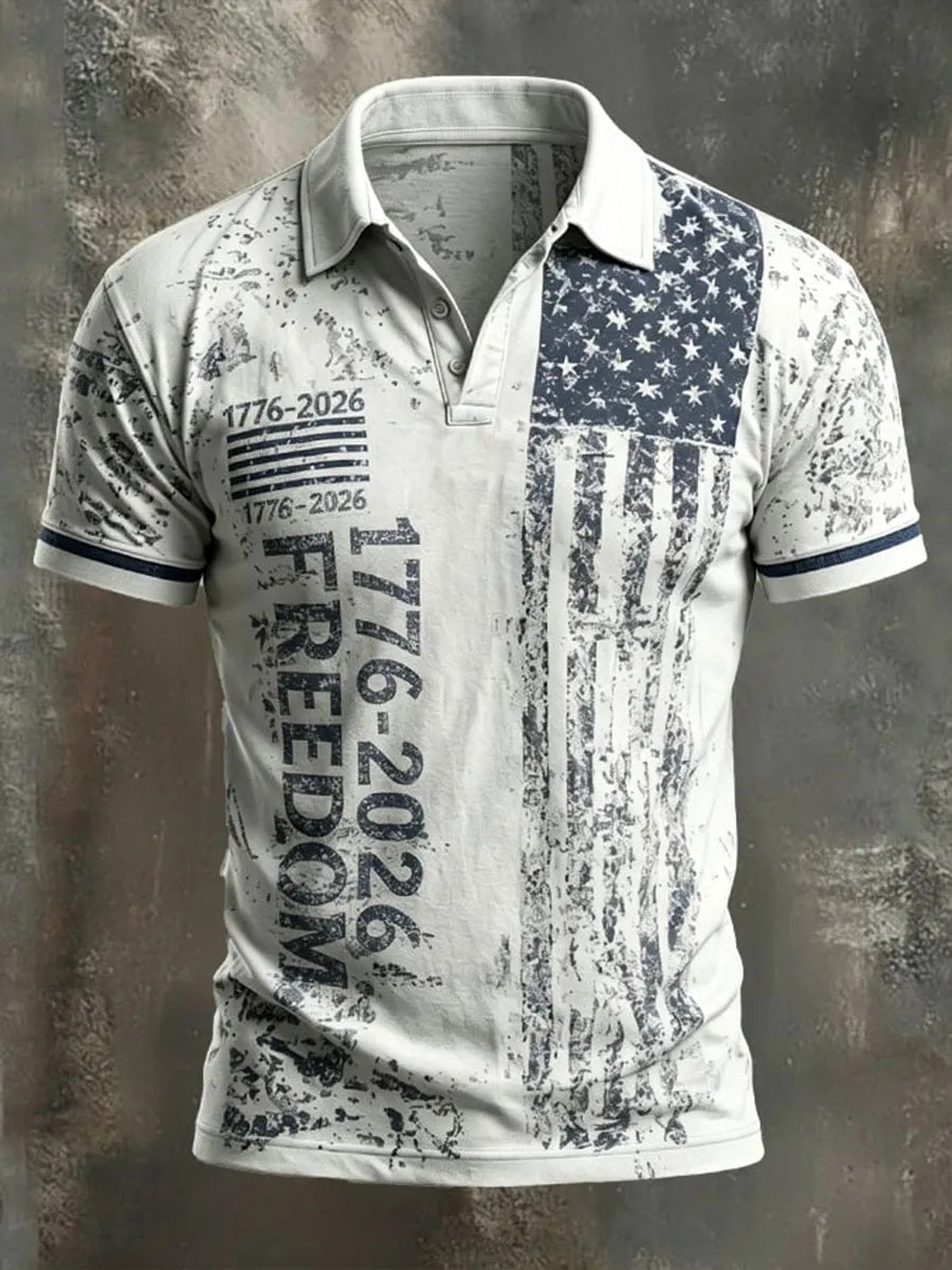 Men's Anniversary Geometric Personalized Printed Polo Shirt