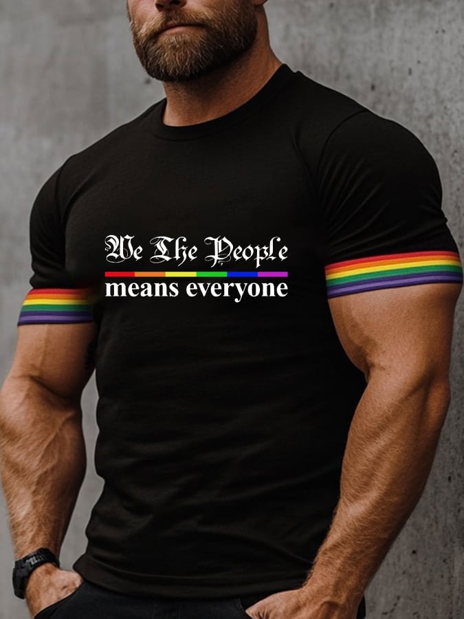 Men's Cross Flag Print Crew Neck T-Shirt