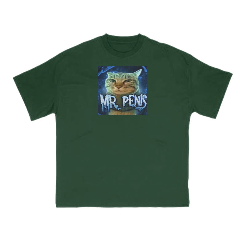 Funny Meme Cat Mr. Penis Print T-shirt