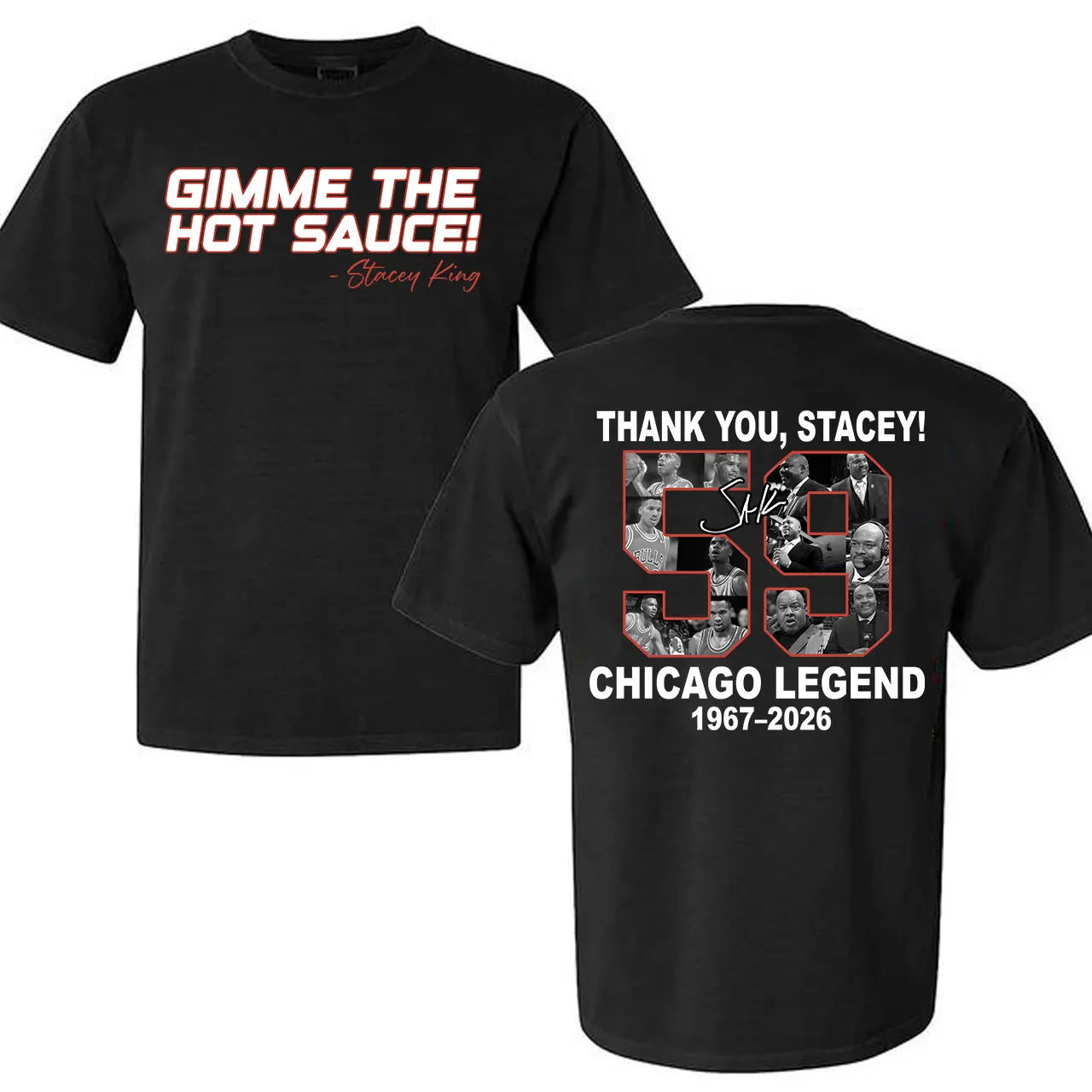 Stacey King Chicago Basketball Legend Double Sided Fan Shirt