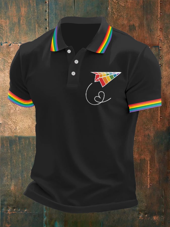 Men's Gay Pride Print  Polo Shirt