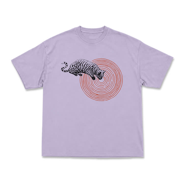 Casual Cat Target Graphic Print T-shirt