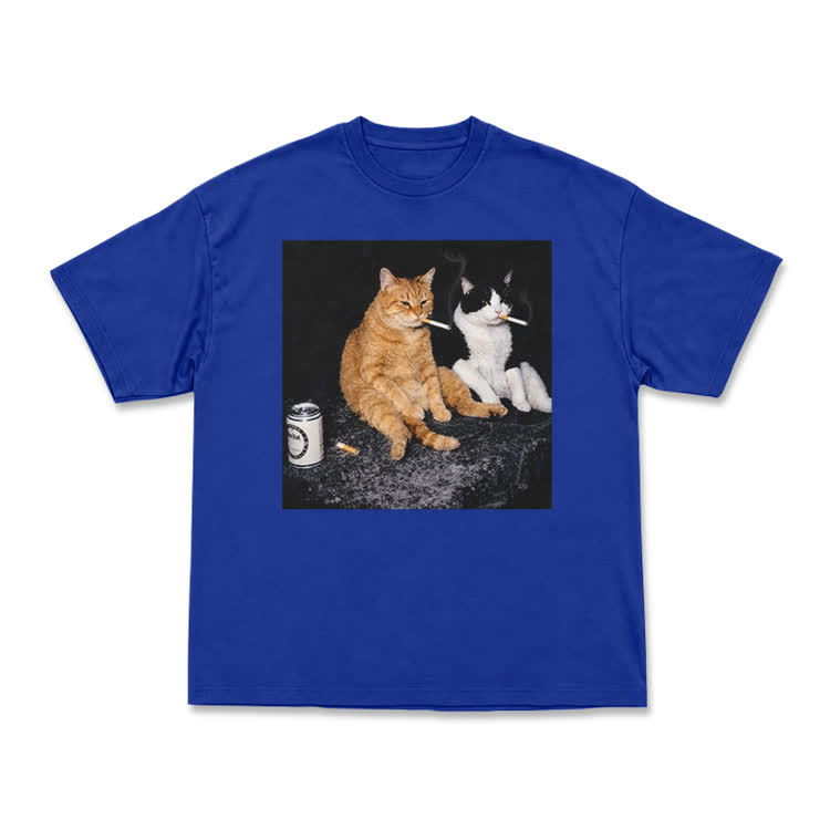 Vintage Smoking Cats Graphic T-Shirt