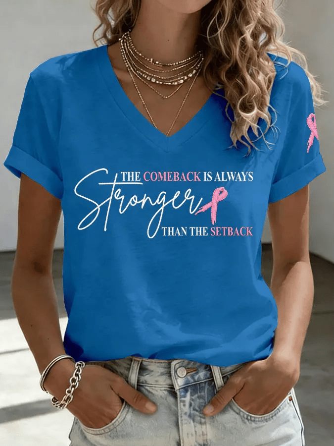 Women's Breast Cancer Awareness Print T-shirt