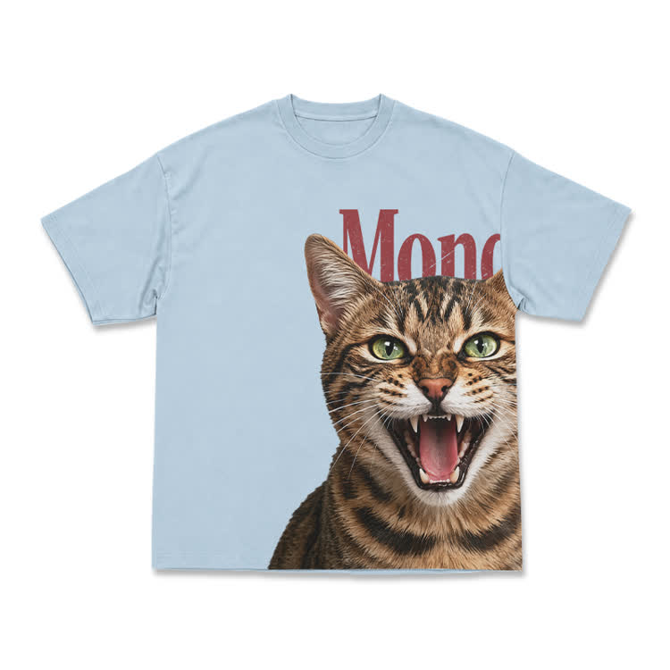 Expressive Tabby Cat Print Graphic T-Shirt