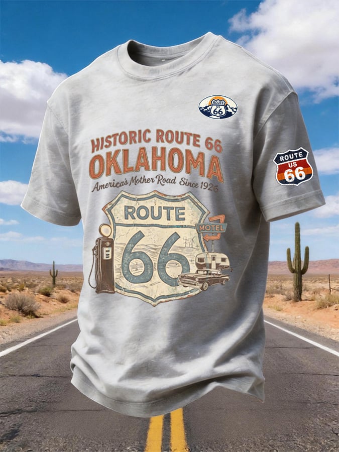 Men's Historic Route 66 Oklahoma Printed Short-sleeved T-shirt