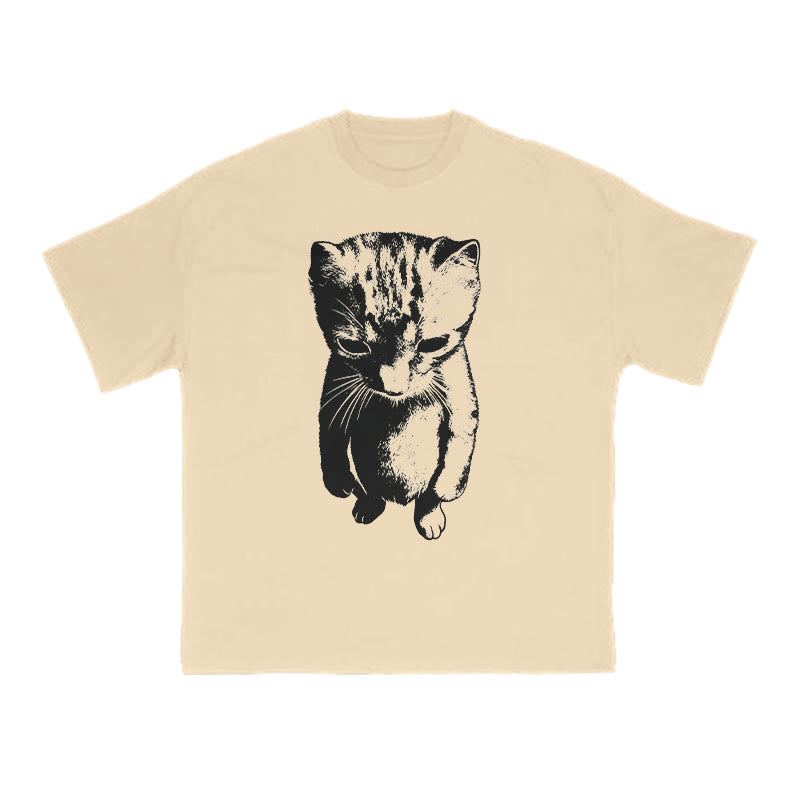 Funny Cat Meme Print T-shirt