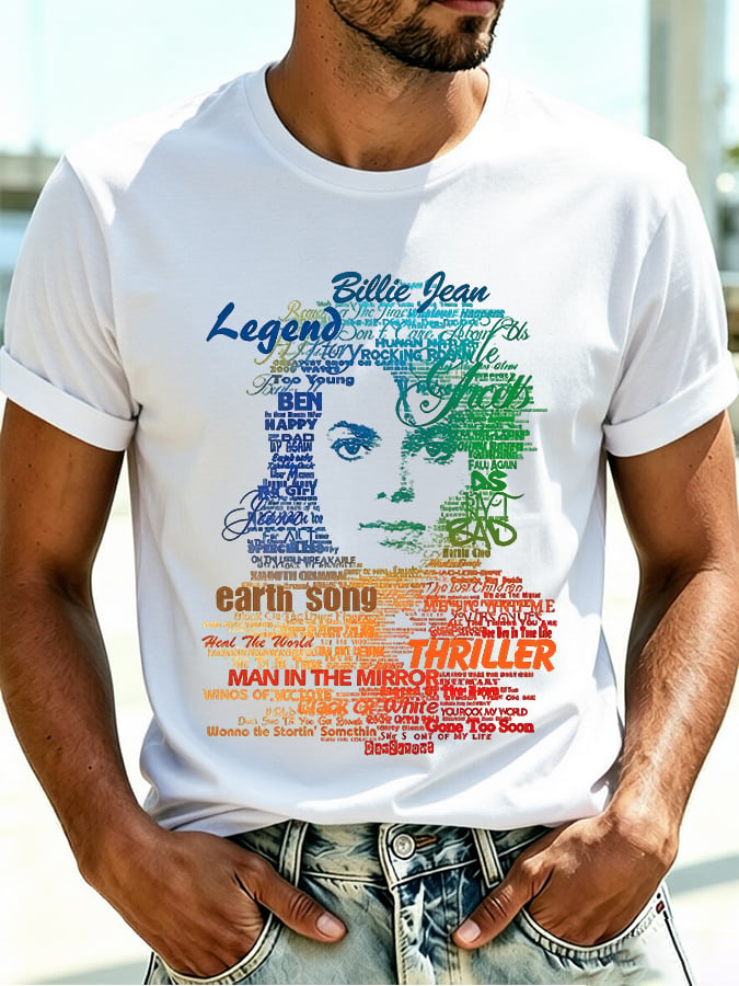 Men's Pop Music Inspired Printed  T-Shirt