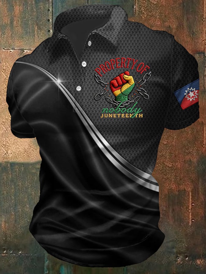 Men's Juneteenth Print  Casual Polo Shirt