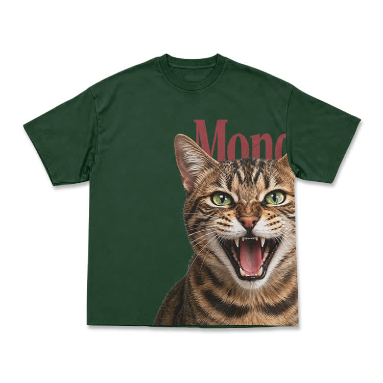 Expressive Tabby Cat Print Graphic T-Shirt