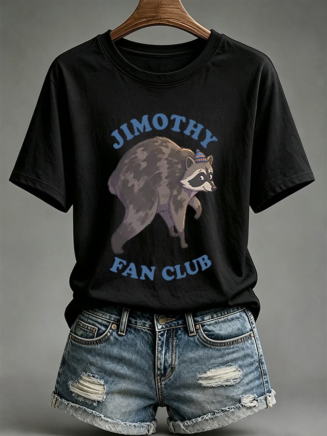 Women's Retro Jimothy Fan Club Print Comfortable T-Shirt
