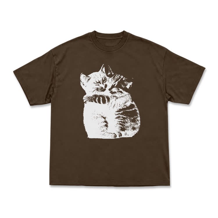Modern Cat Artwork Casual T-Shirt