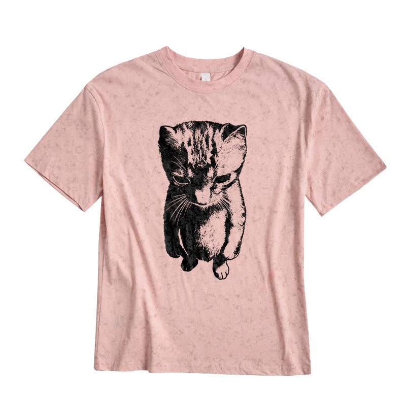 Funny Cat Meme Print Tie-dye T-shirt