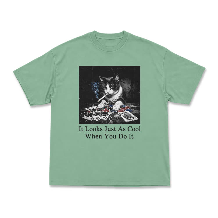 Vintage Smoking Cat Graphic T-Shirt