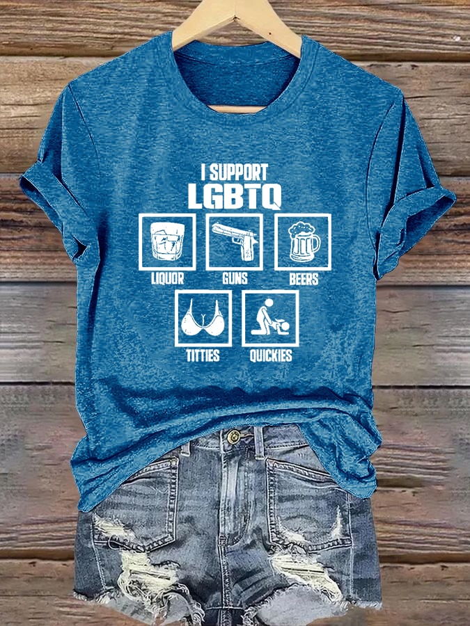 Women's  I SUPPORT LGBTQ Printed T-Shirt