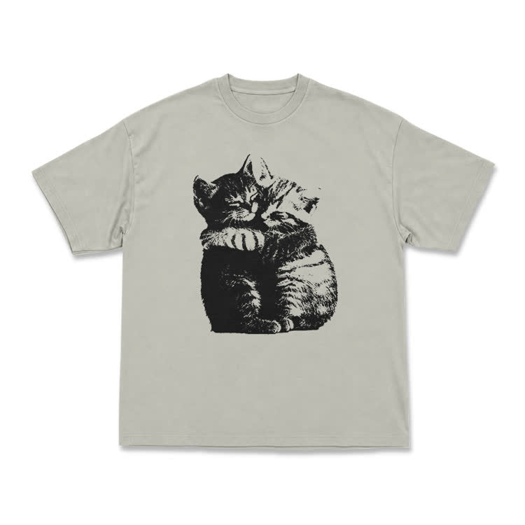 Modern Cat Artwork Casual T-Shirt