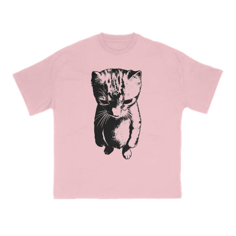 Funny Cat Meme Print T-shirt