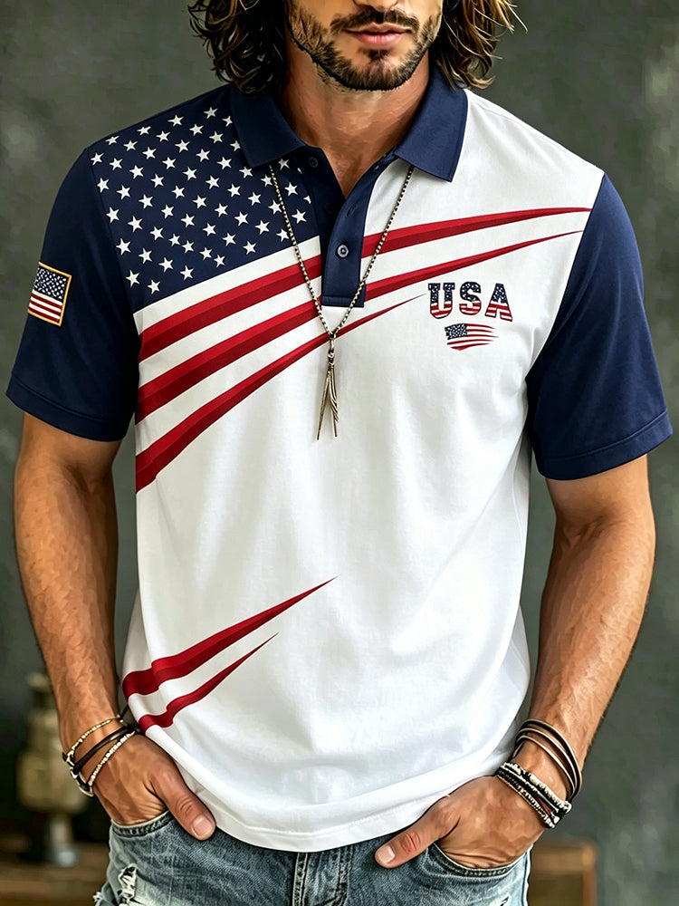 Men's Anniversary Of The United States Print Polo Shirt