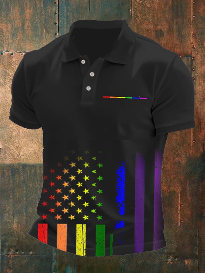 Men's Gay Pride Print Polo Shirt