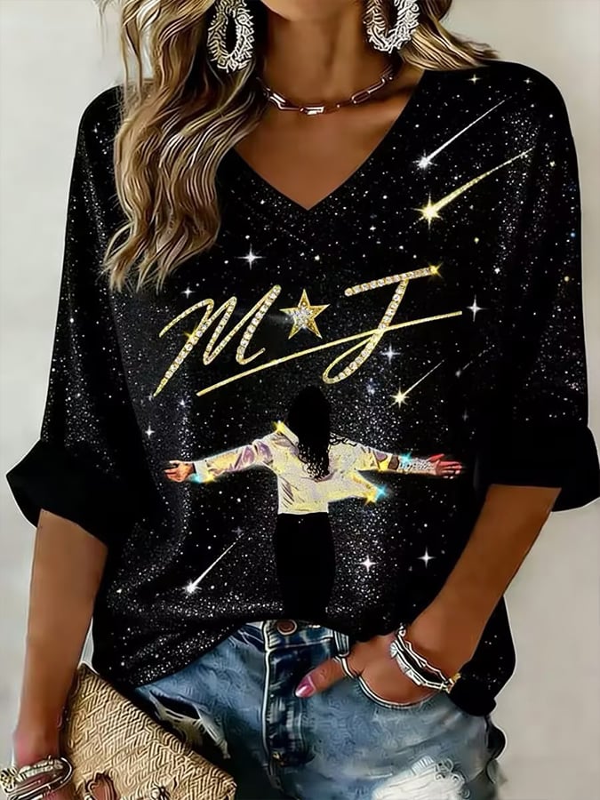 Women's  Pop Music Inspired Printed Casual T-shirt