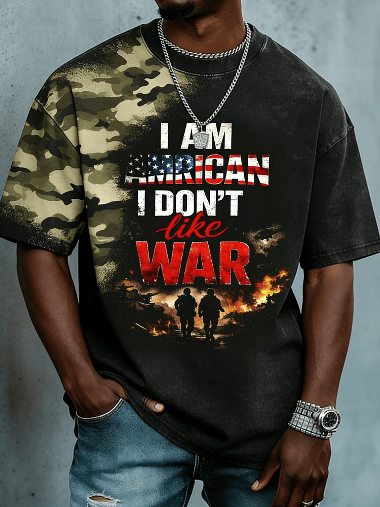 Men's I Am A Black American I Do Not Like War Casual T-Shirts With War-Style Camouflage Prints