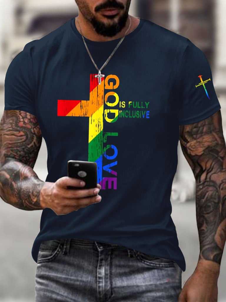 Men'S God'S Love Is Fully Inclusive Christian Jesus LGBT Gay Pride T-Shirt