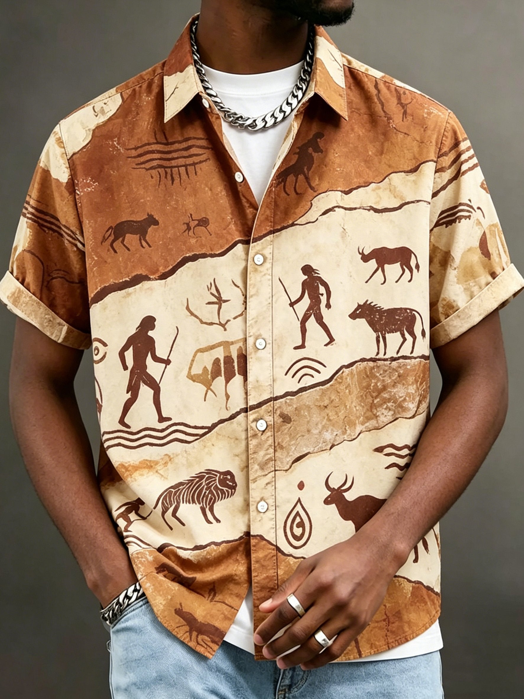 Men's Black History Culture Print Casual Top