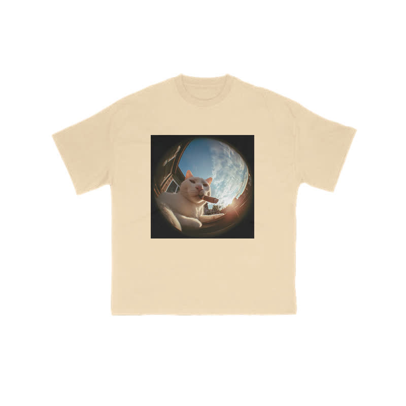 Unisex 100% Cat In Camera Print T-shirt