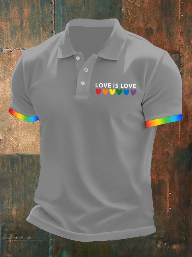 Men's Love is Love Print Polo Shirt
