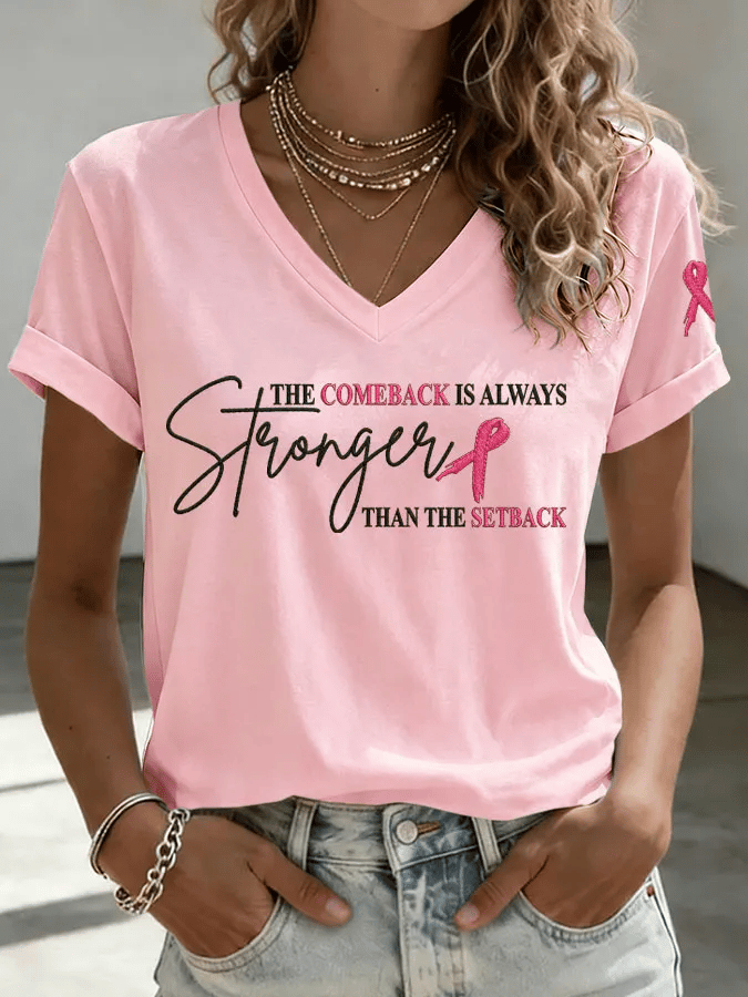 Women's Breast Cancer Awareness Print T-shirt