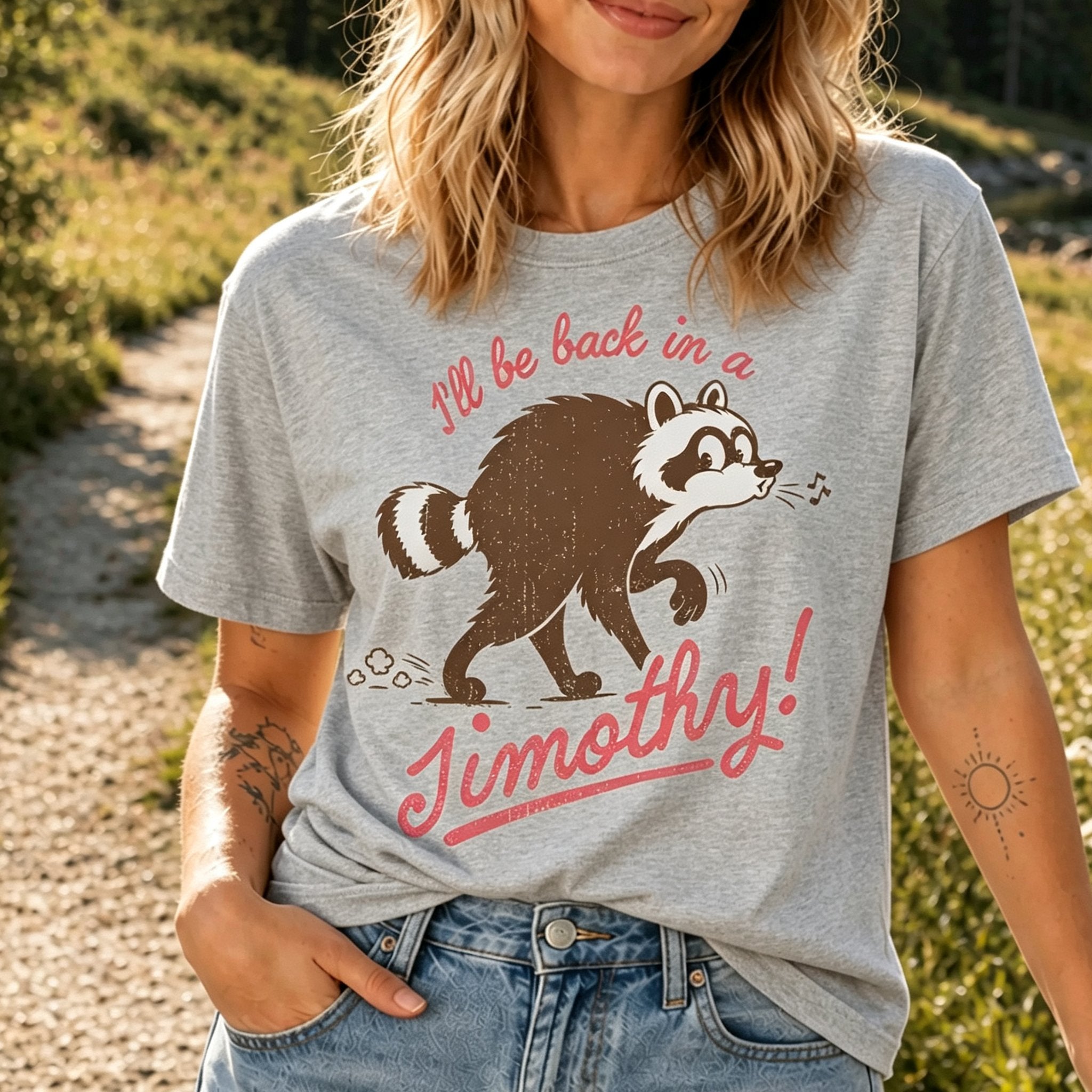 Women's Funny Vintage Jimothy Raccoon Art Printed T-shirt