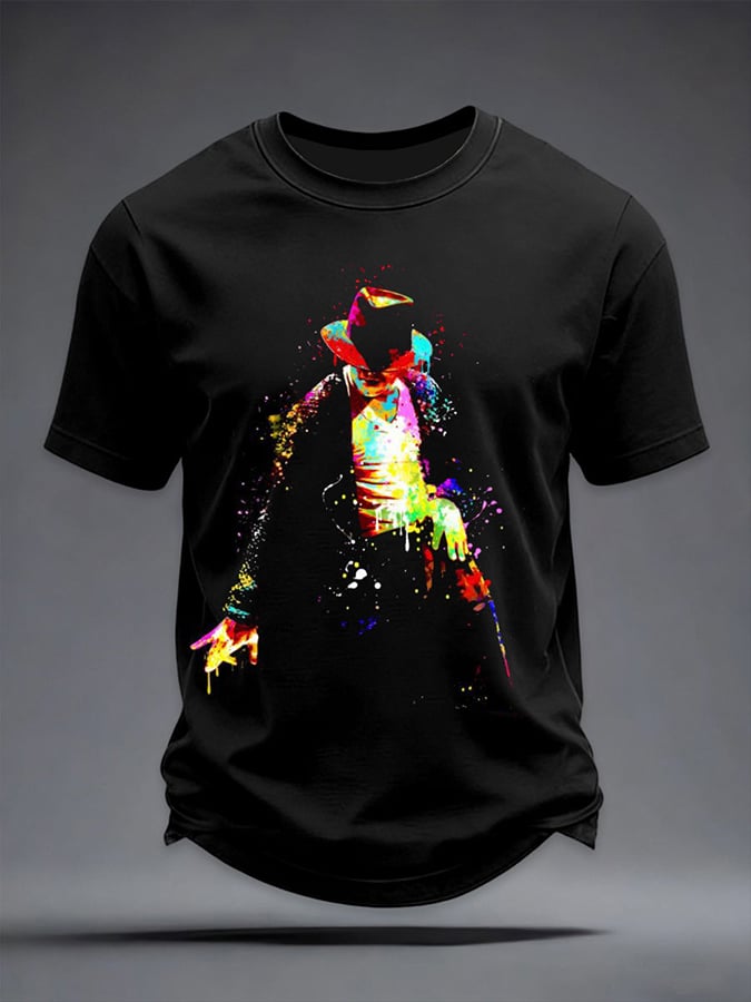Men's Pop Music Inspired Print Round Neck T-shirt